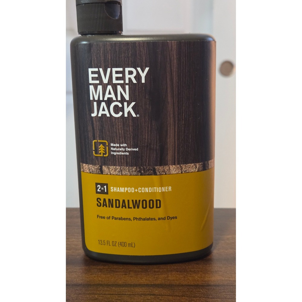 Every Man Jack 2-in-1 Shampoo Conditioner Sandalwood 13.5oz Mens Hair Care